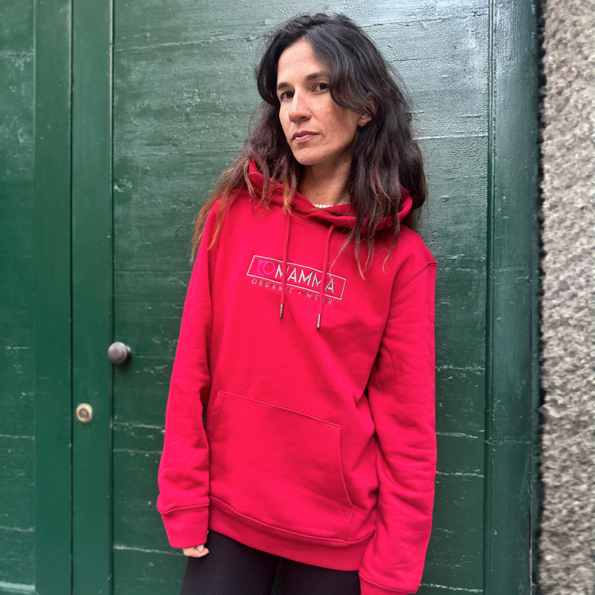 FELPA HOODIE IN COTONE BIOLOGICO - Hibisco  