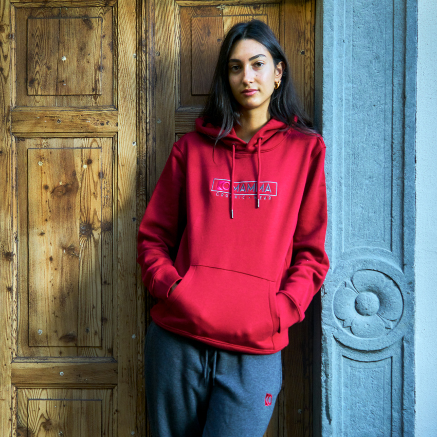 FELPA HOODIE IN COTONE BIOLOGICO - Hibisco  