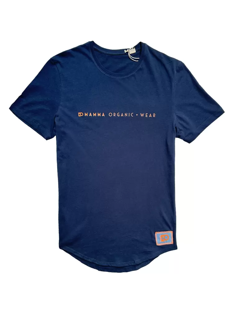 T-SHIRT Navy IN COTONE BIOLOGICO 100% con fondo capo arrotondato  